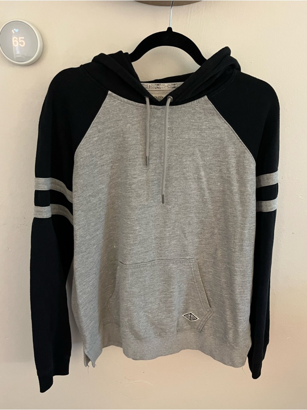 Gray & Black Hooded Pullover Shirt